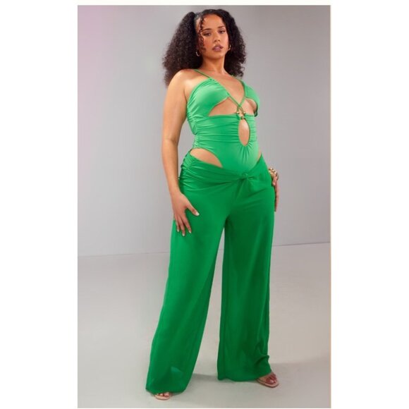 Womens Swimsuit Sz 20 Green Ruched Bead Detail Swimsuit By. PrettyLittleThing - Picture 3 of 14